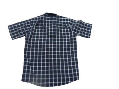 Vintage Wrangler, Wrinkle Resistant Dark Blue With White Checks, Short Sleeve Shirt-Small