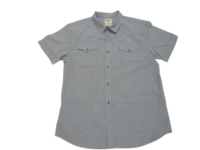 Vintage Levi's Olive Green 100% Cotton Short Sleeve Shirt-Large