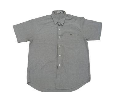 Vintage Men's Short Sleeve Button Down Shirt Grey Small