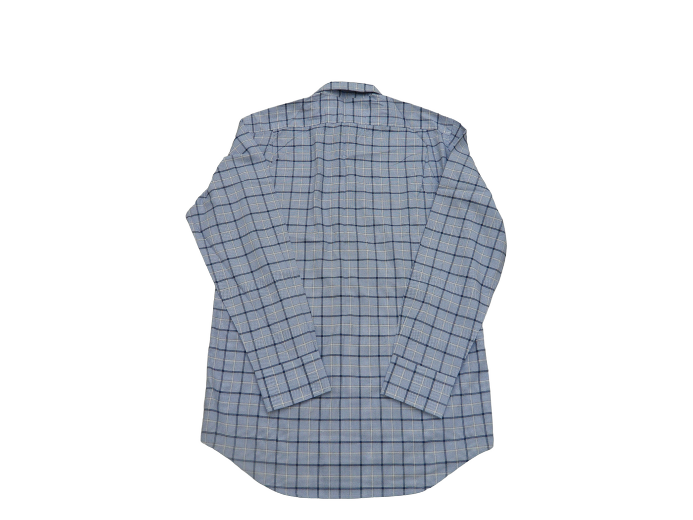 Vintage Lacoste Men's 100% Cotton Light Blue Plaid Button Down Long Sleeve Shirt - Medium (Size 38)