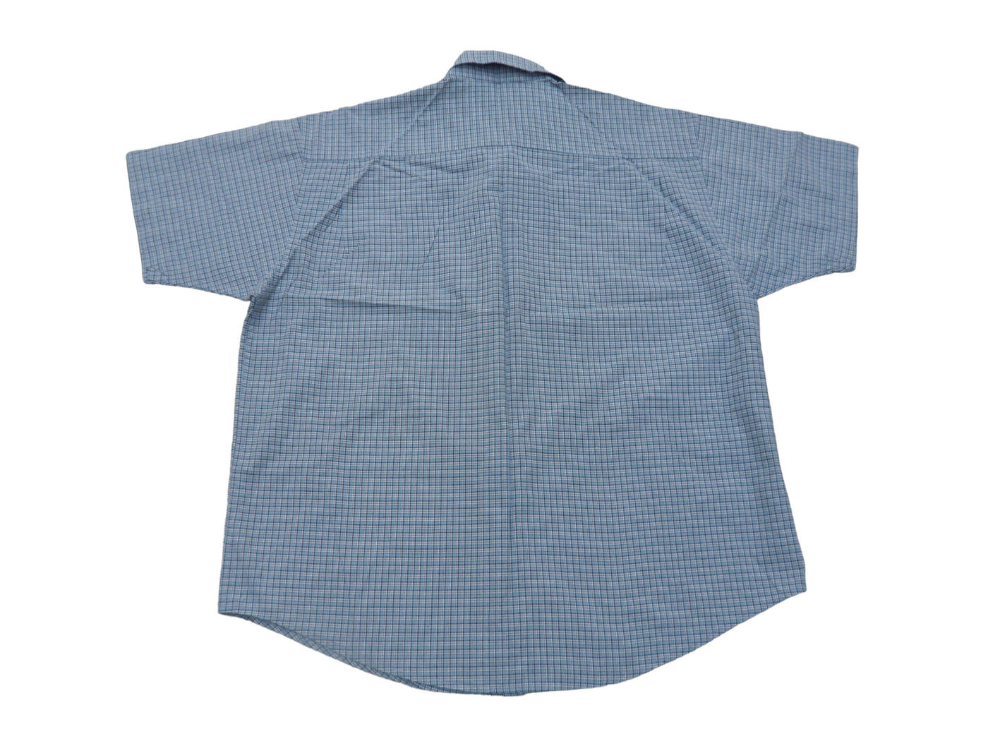 Vintage Wrangler Men's Short Sleeve 100% Cotton Checked Shirt Light Blue X - Large