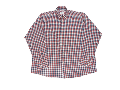 Vintage Wrangler Men's 100% Cotton Long Sleeve Shirt in Red/White/Blue Checked Pattern - X Large