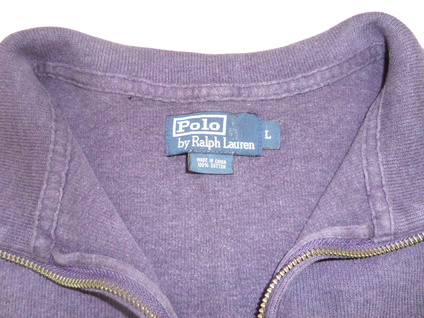 Vintage Polo Ralph Lauren PURPLE 100% Cotton Quarter Zip Pullover Size - L