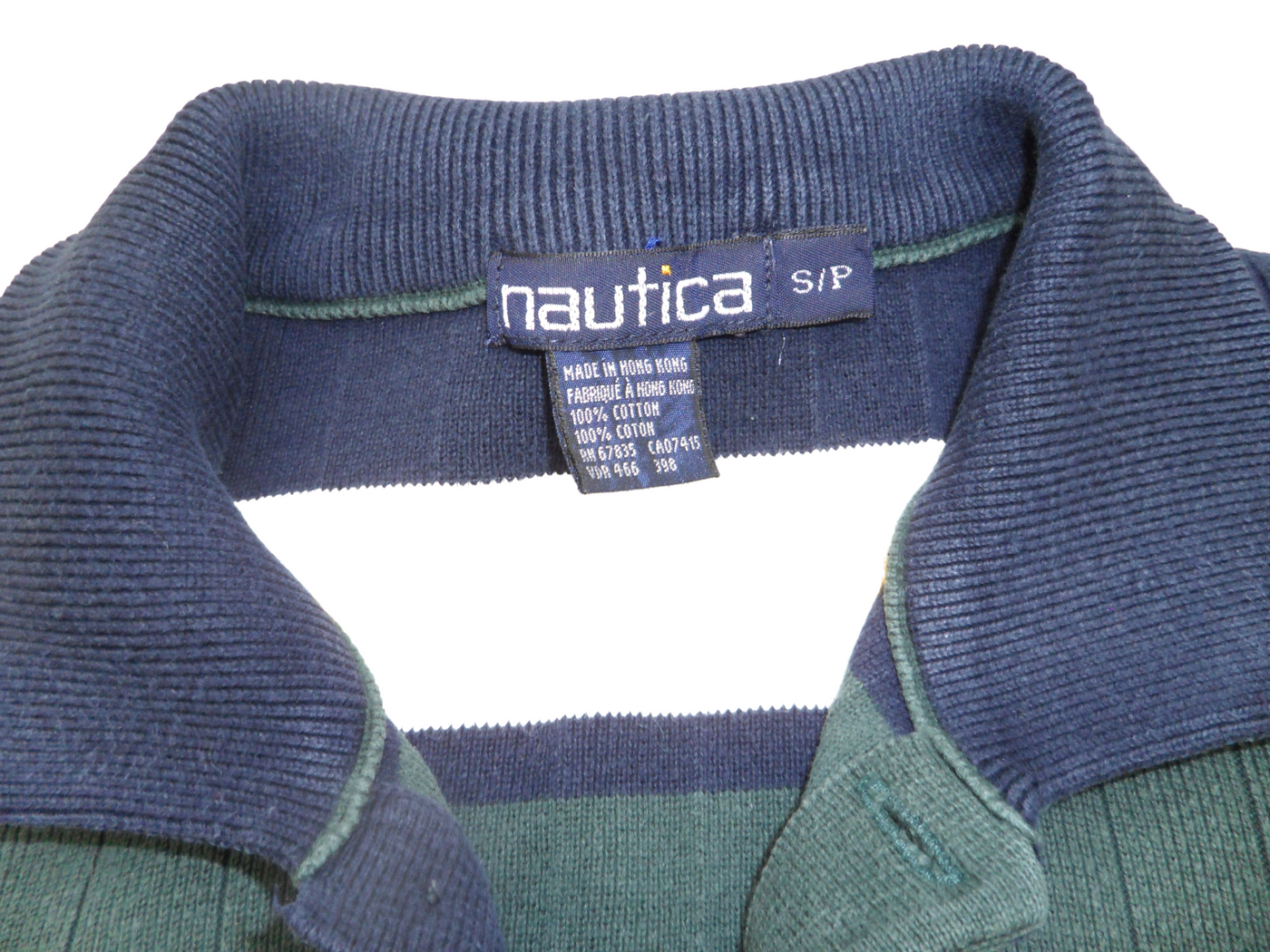 Vintage Nautica Green and Blue Wide Striped 100% Cotton Size - S