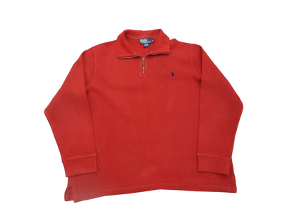 Vintage Polo Ralph Lauren Red 100% Cotton Quarter Zip pullover Size - L