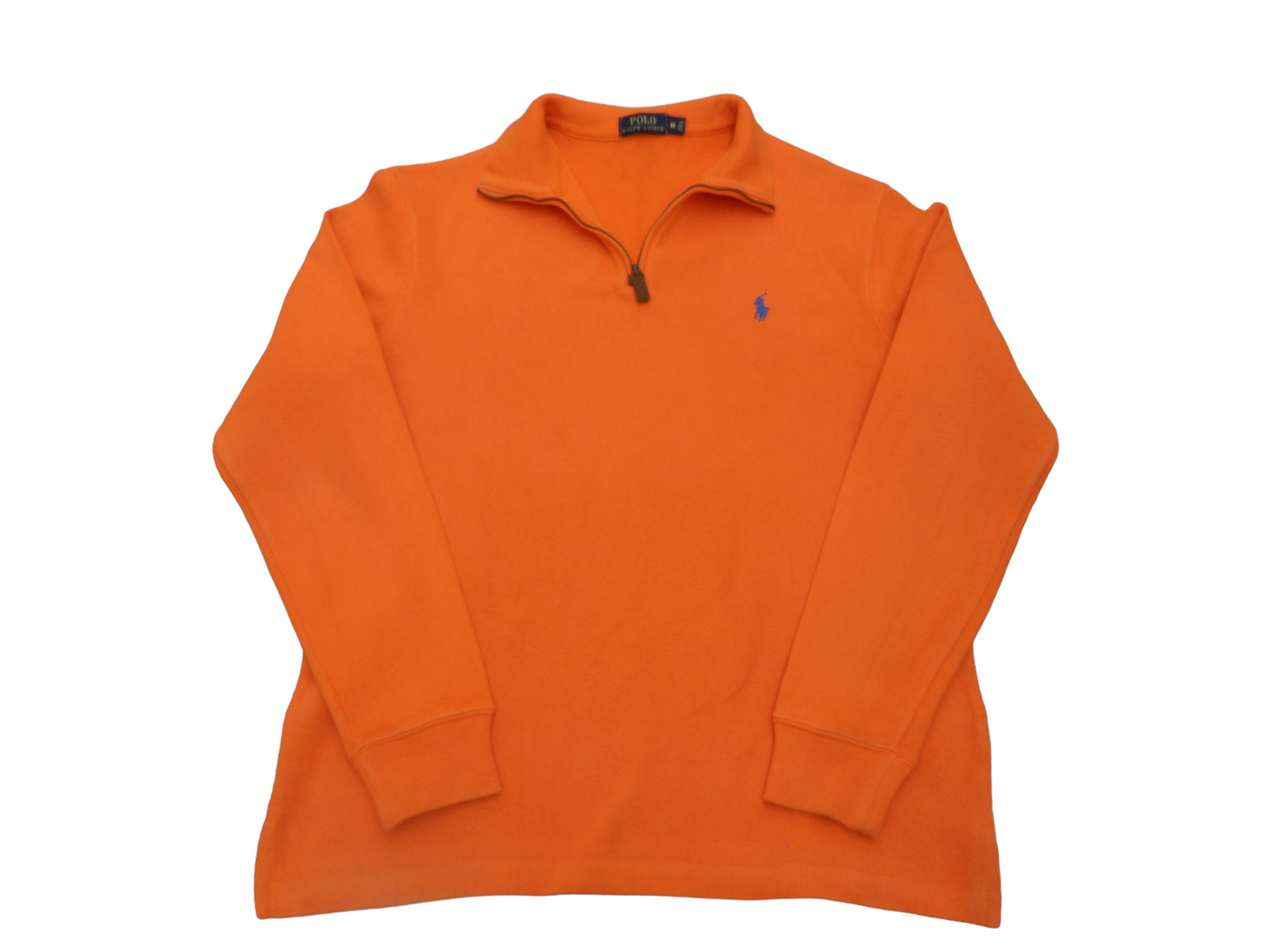Vintage Polo Ralph Lauren Orange 100% Cotton Quarter Zip Pullover Size - M
