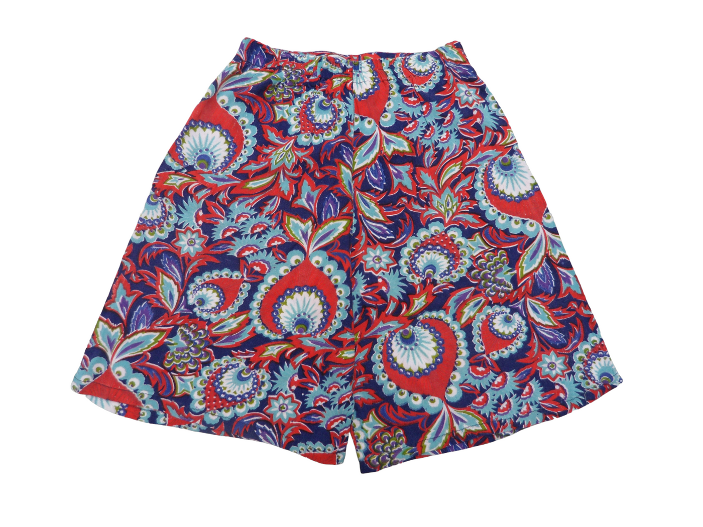 Vintage Red and Blue Floral printed Women's High waisted Shorts Size - 10/12 (AU)