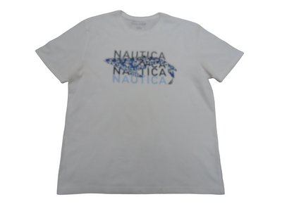 Vintage Nautica White Cotton Men's Whale Print T-Shirt Size - L
