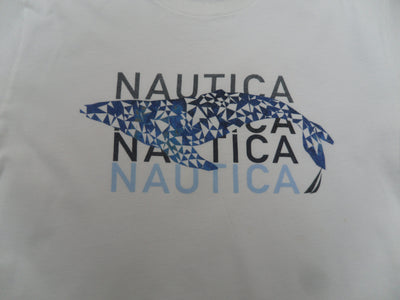 Vintage Nautica White Cotton Men's Whale Print T-Shirt Size - L