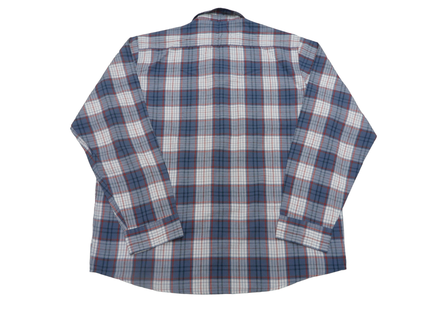 Vintage Wrangler Men's Blue Plaid 100% Cotton Long Sleeve Shirt, X-Large