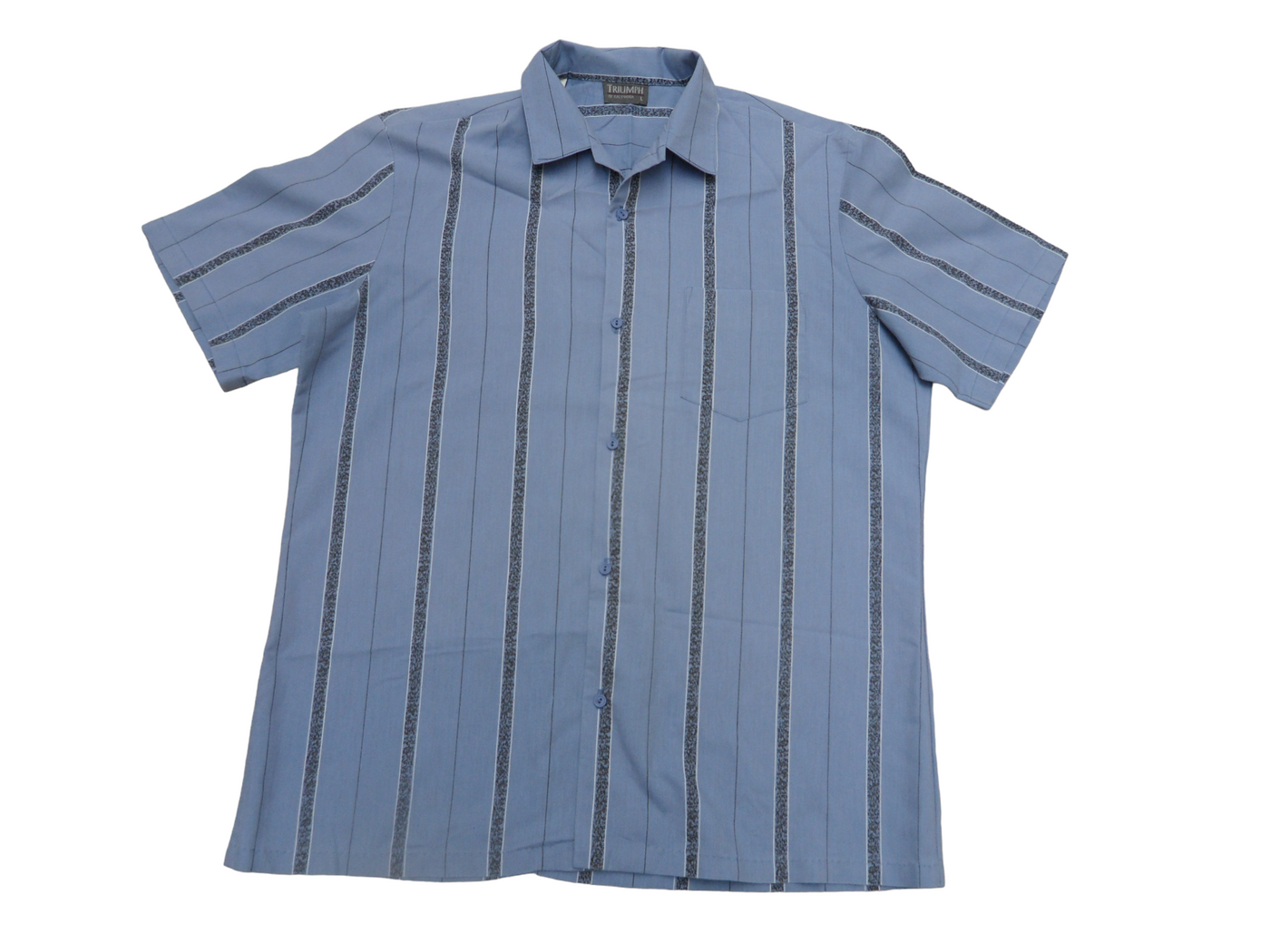 Vintage Triumph of California Men’s Shirt, Blue, Polyester, Shirt Sleeve- Large