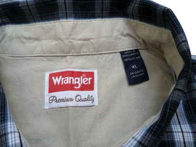 Vintage Wrangler Men's Vintage 100% Cotton Blue Plaid Short Sleeve Shirt-X large