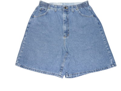 Vintage LEE Mid Blue Denim High Waisted Women's Shorts Size-14
