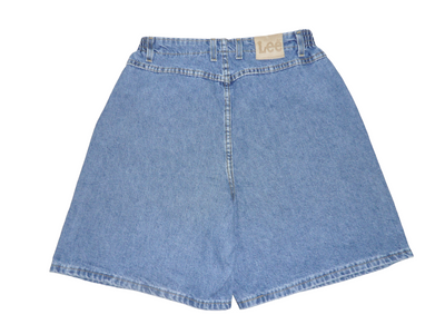 Vintage LEE Mid Blue Denim High Waisted Women's Shorts Size-14