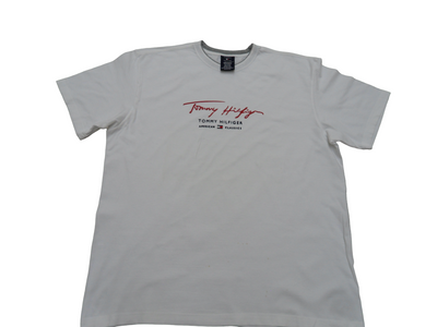 Vintage Tommy Hilfiger White Cotton Men's T-Shirt Size-L