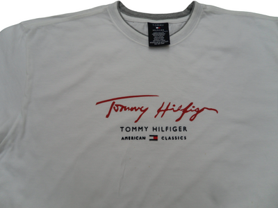 Vintage Tommy Hilfiger White Cotton Men's T-Shirt Size-L